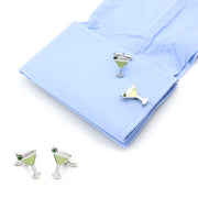 Cocktail Martini Glass Cufflinks On Shirt Sleeve