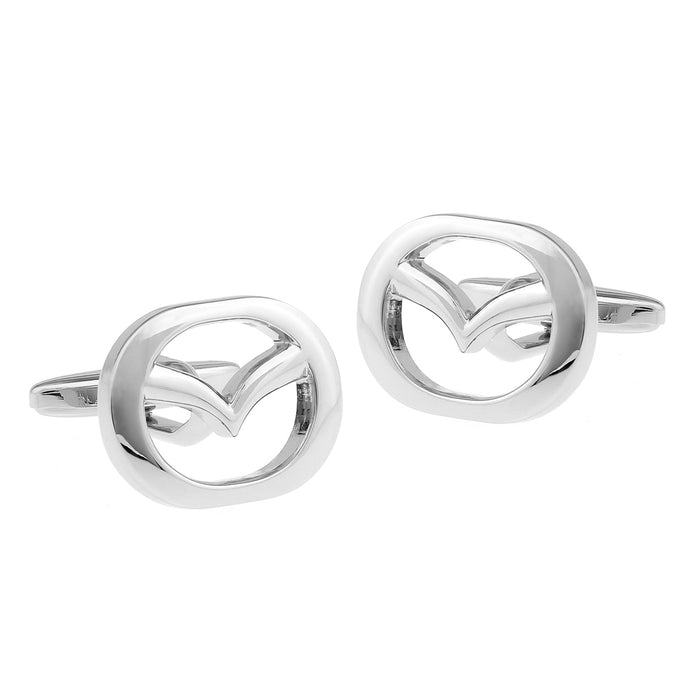 Mazda Cufflinks Car Logo Silver Image Pair
