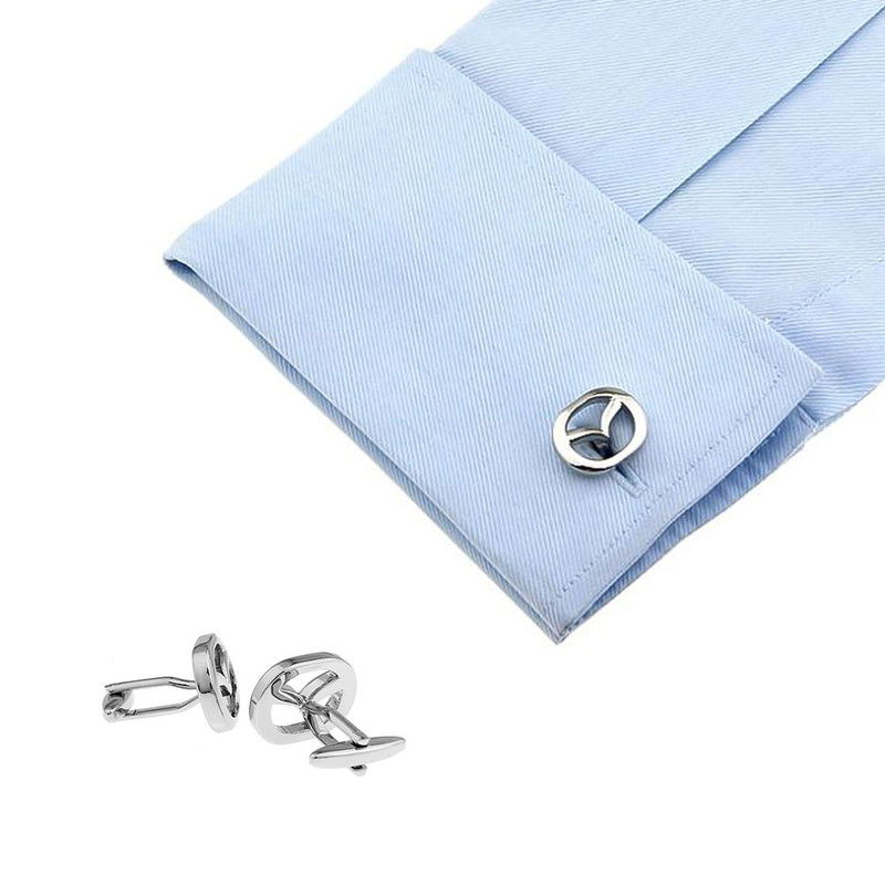 Mazda Cufflinks Car Logo Silver Image On Shirt Sleeve
