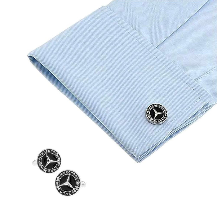 Mercedes-Benz Cufflinks Car Logo Silver On Shirt Sleeve