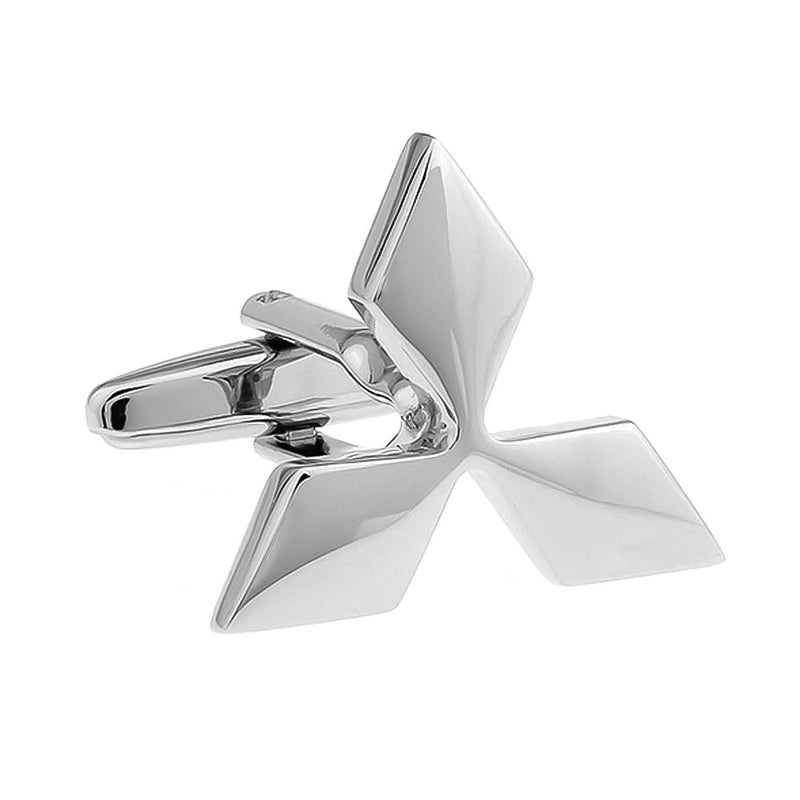 Mitsubishi Cufflinks Car Logo Silver Image Front