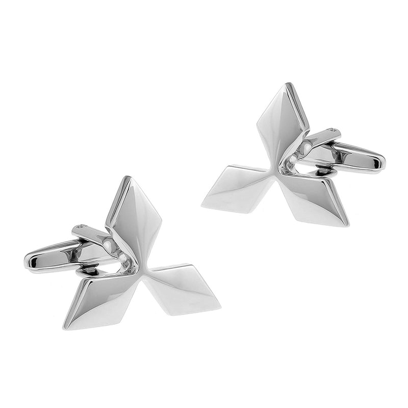 Mitsubishi Cufflinks Car Logo Silver Image Pair