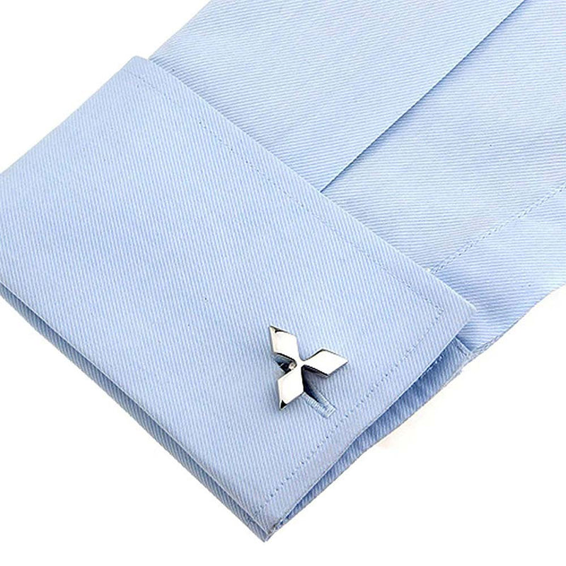 Mitsubishi Cufflinks Car Logo Silver Image On Shirt