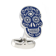 Mosaic Skull Cufflinks Navy Blue Image Front