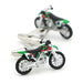 Dirt Bike Motorcycle Cufflinks Silver Green Front and Back