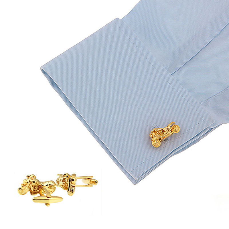 Gold Motorcycle Cufflinks Harley Davidson On Shirt Sleeve