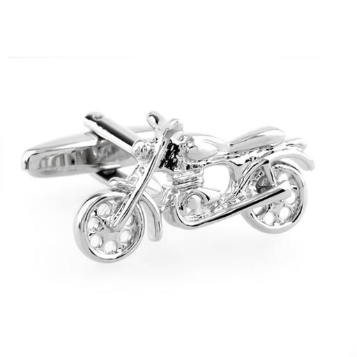 Silver Motorcycle Cufflinks Road Front View