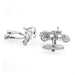 Silver Motorcycle Cufflinks Road Side and Back View