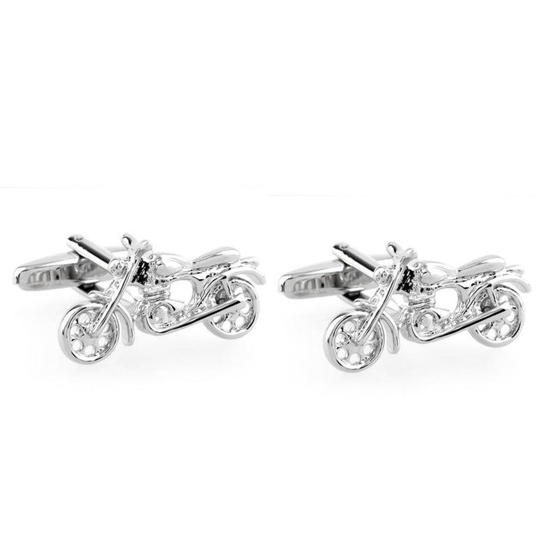 Silver Motorcycle Cufflinks Road Pair