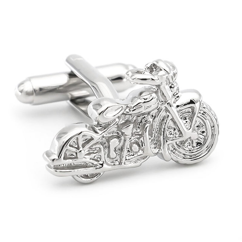 Motorcycle Cufflinks Silver Classic Image Front