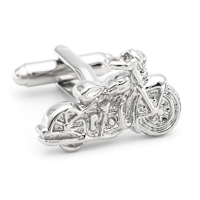 Motorcycle Cufflinks Silver Classic Image Front