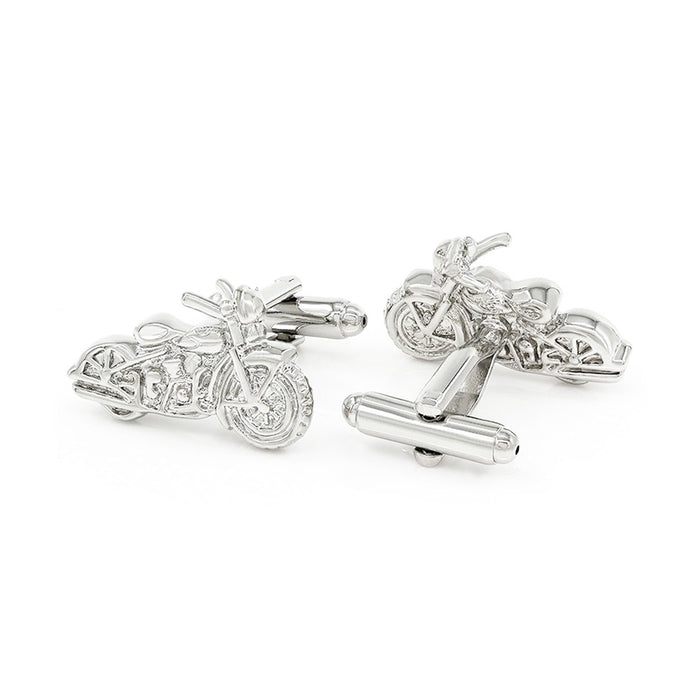 Motorcycle Cufflinks Silver Classic Image Pair
