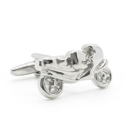 Racing Motorcycle Bike Cufflinks Silver Image Front