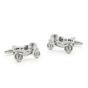 Racing Motorcycle Bike Cufflinks Silver Image Pair