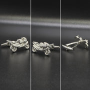 Racing Motorcycle Bike Cufflinks Silver Image Display