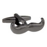 Moustache Cufflinks Gunmetal Black Image Front