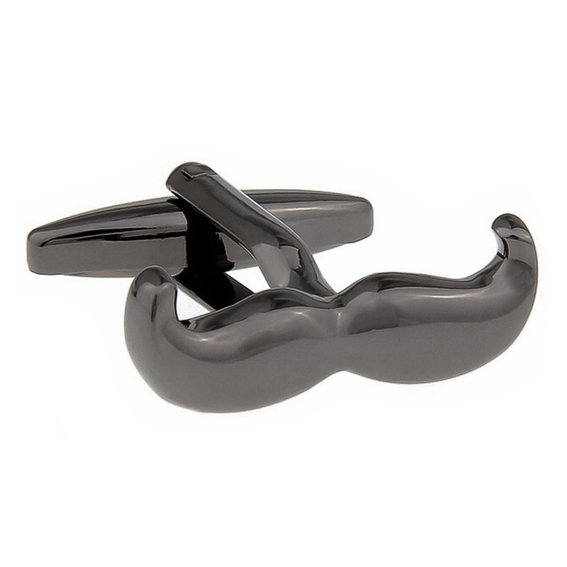 Moustache Cufflinks Gunmetal Black Image Front