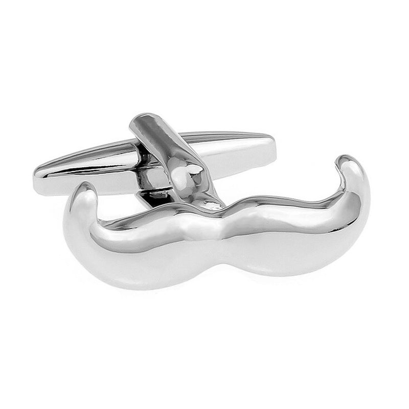 Moustache Cufflinks Silver Front