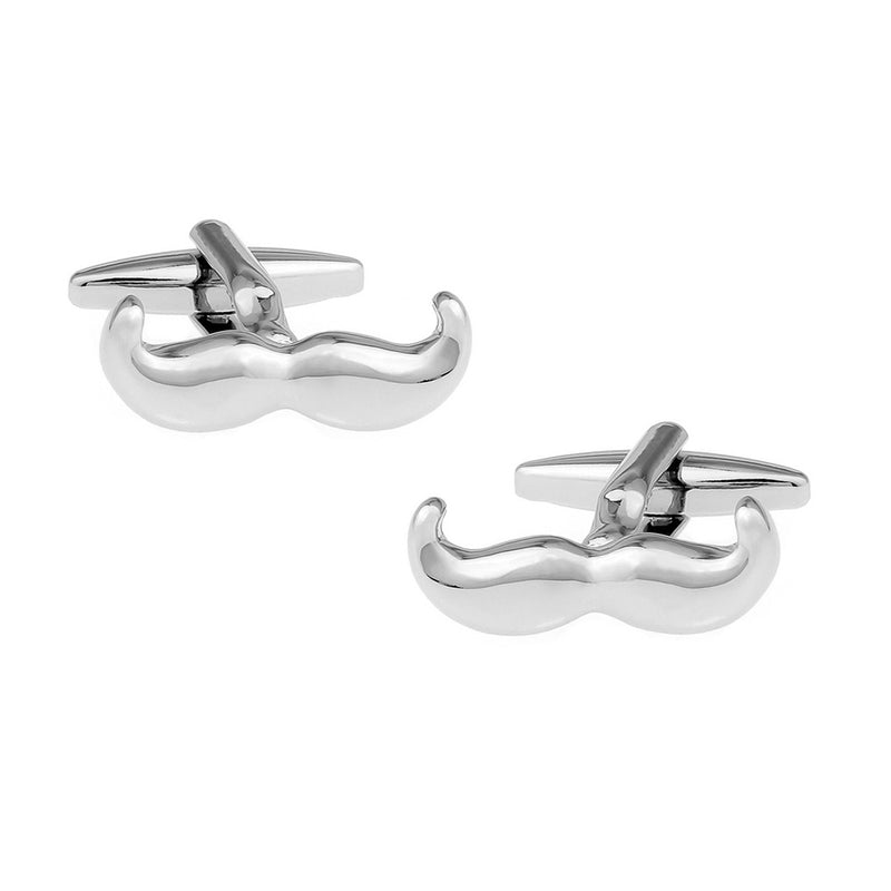 Moustache Cufflinks Silver Front Pair