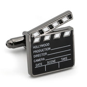 Scene Clapper Board Cufflinks Gunmetal Black Movie Director Front