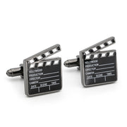 Scene Clapper Board Cufflinks Gunmetal Black Movie Director Front Pair