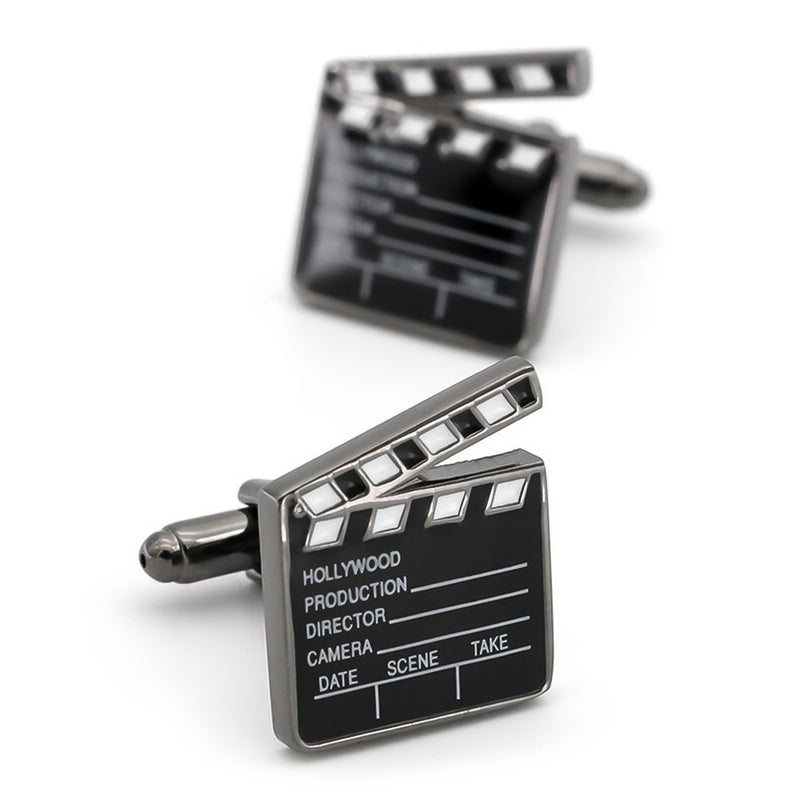 Scene Clapper Board Cufflinks Gunmetal Black Movie Director Pair