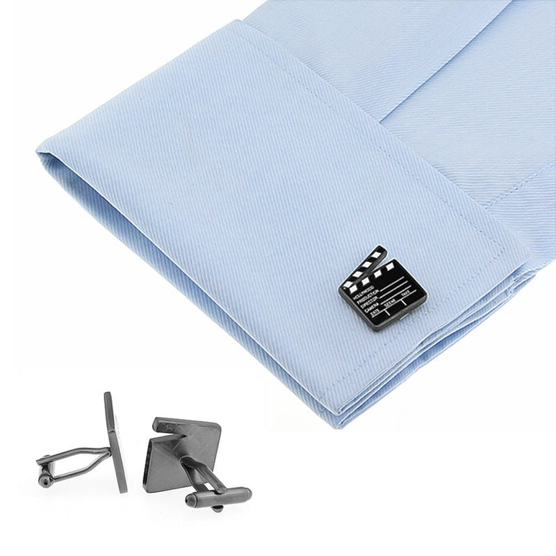Scene Clapper Board Cufflinks Gunmetal Black Movie Director On Shirt Sleeve