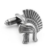 Spartan Helmet Cufflinks 300 Movie Antique Silver Front