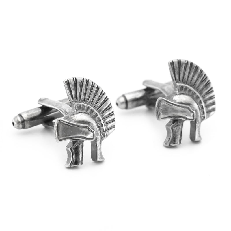 Spartan Helmet Cufflinks 300 Movie Antique Silver Pair