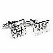 Music Cassette Cufflinks Tape Player Silver Pair