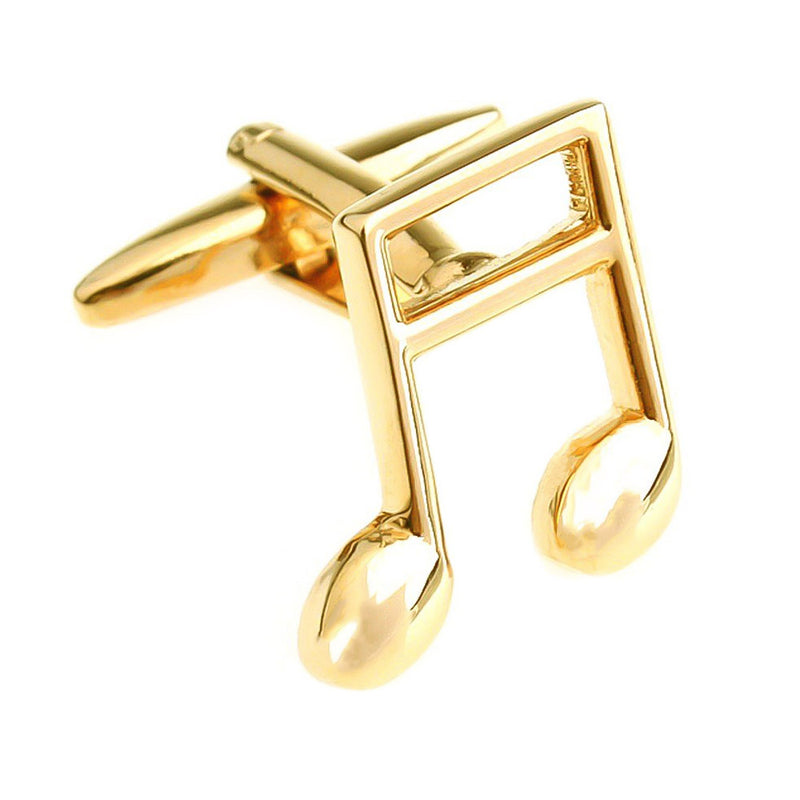 Gold Music Note Cufflinks Front