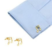 Gold Music Note Cufflinks On Shirt Sleeve