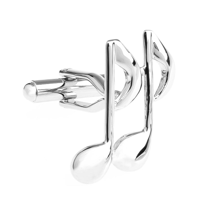 Silver Music Note Cufflinks Front
