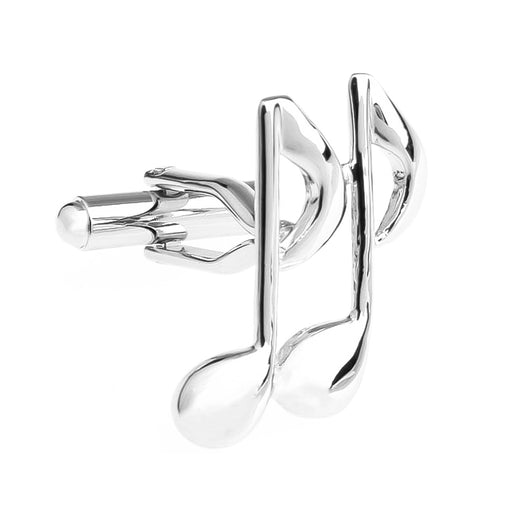 Silver Music Note Cufflinks Front