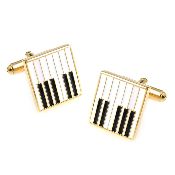 Piano Key Cufflinks Gold Pair