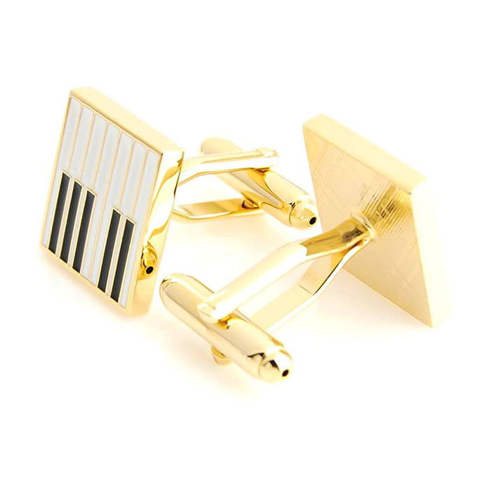 Piano Key Cufflinks Gold Front and Back