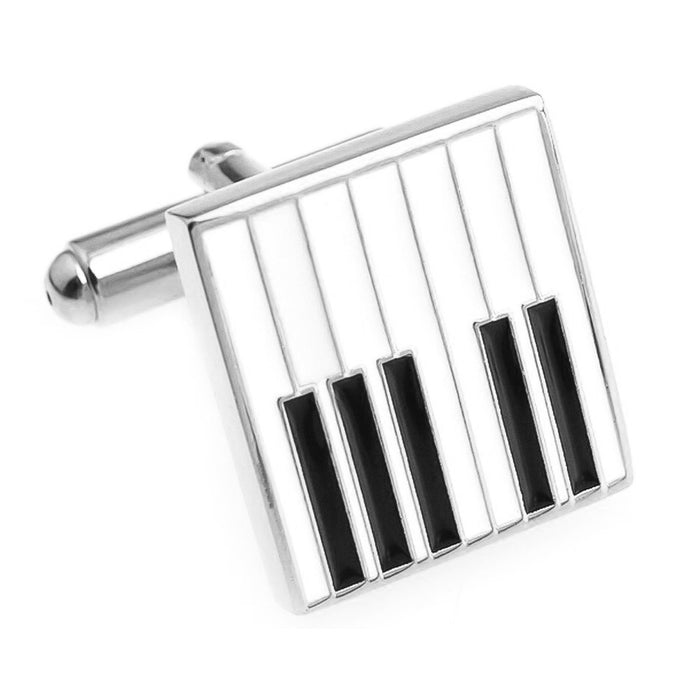 Piano Keys Cufflinks Music Silver Front