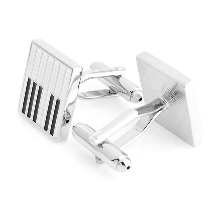 Piano Keys Cufflinks Music Silver Front and Back