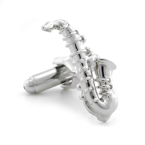 Saxophone Cufflinks Silver Front