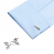 Saxophone Cufflinks Silver On Shirt Sleeve