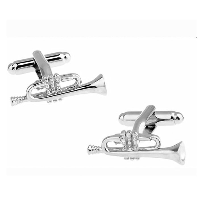 Trumpet Cuffliks Silver Pair