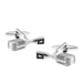 Retro Microphone Cufflinks Silver and Black Music Pair Front