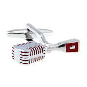 Microphone Cufflinks Silver Mic Front Image