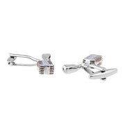 Microphone Cufflinks Silver Mic Back Pair Image