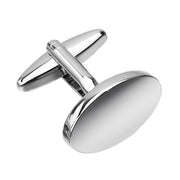 Flat Oval Cufflink Silver Side Image