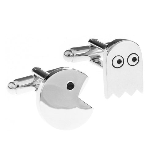 Pac-Man Cufflinks Game Silver Set Front