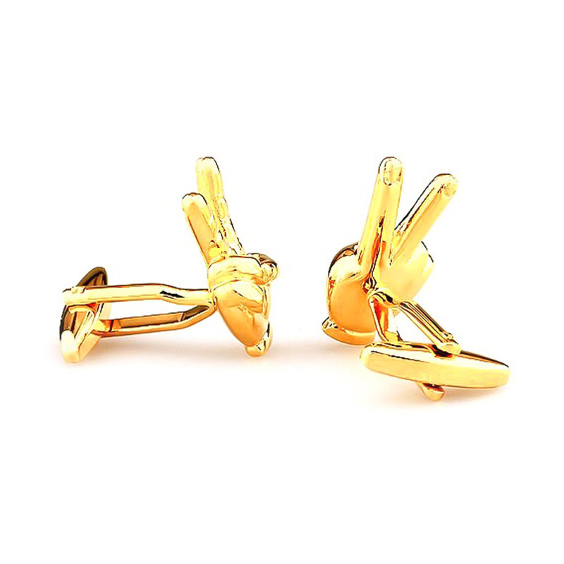 Cufflinks - Peace Sign Hand (Gold)