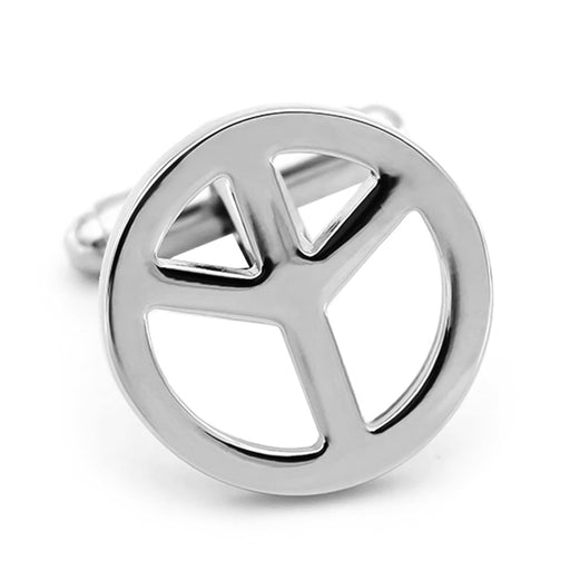 Peace Sign Cufflinks Silver Front