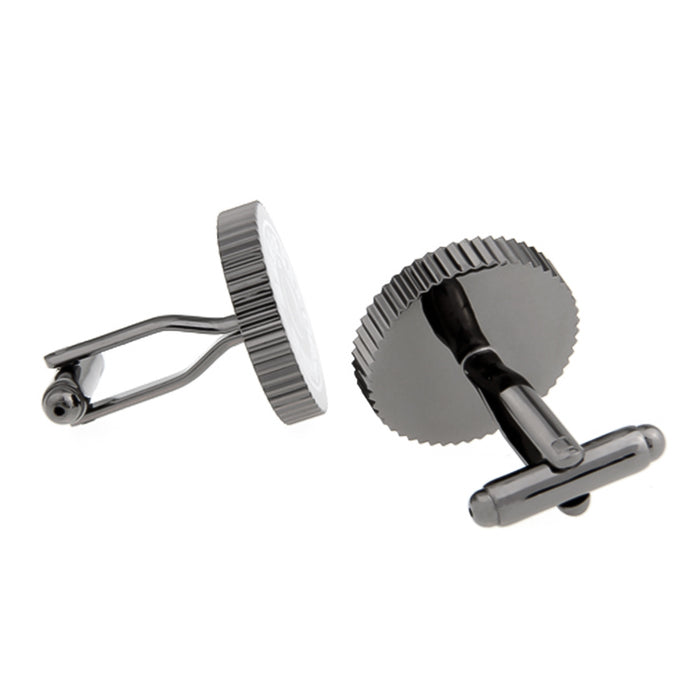 Camera Mode Dial Cufflinks Photography Gunmetal Black Side and Back