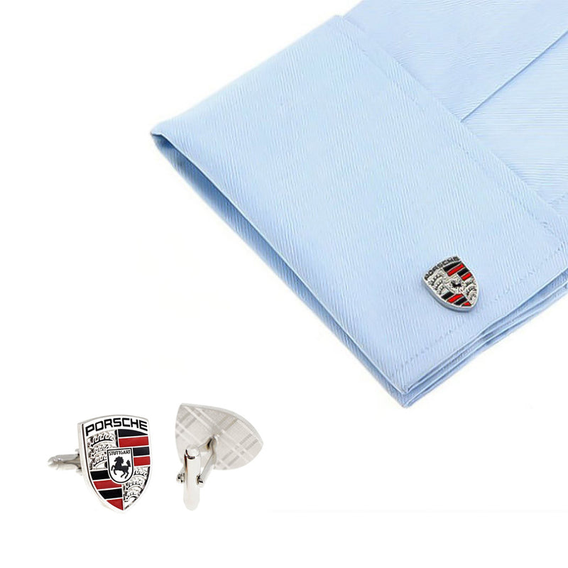 Porsche Cufflinks Silver On Shirt Sleeve